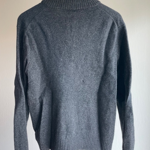 Men's J.Crew Charcoal Grey Wool Sweater, Quarter Zip, Size L (shrunk to S/M) - Picture 4 of 5